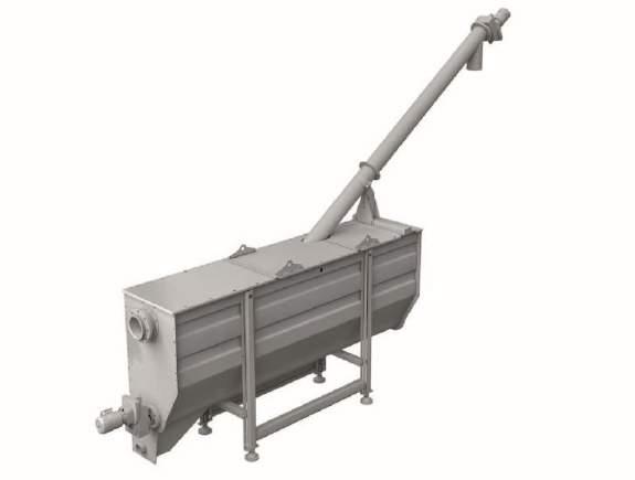 blower, moving the particles, separates the grit from the organic material that due to major specific weight respect to