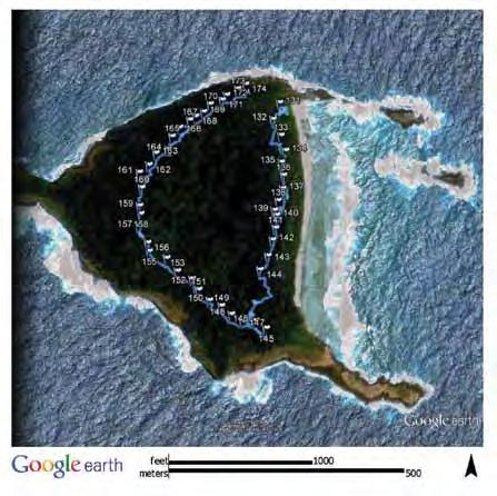Figure 1. Example of sticky trap placement in the Aleipata Islands. This figure shows Nu ulua Island.