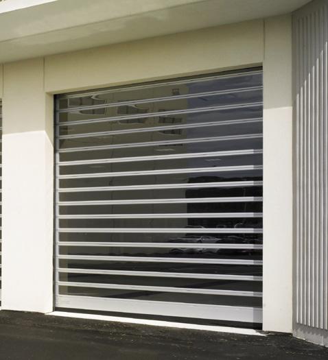 rigid rolling door Ideal for parking garages Perforated, round-hole style slats for