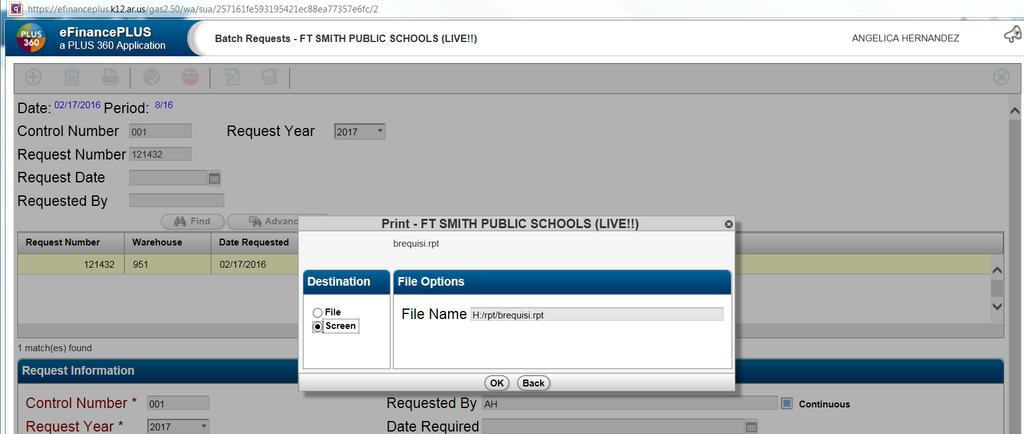 there click on the icon to print your requisition. FYI.