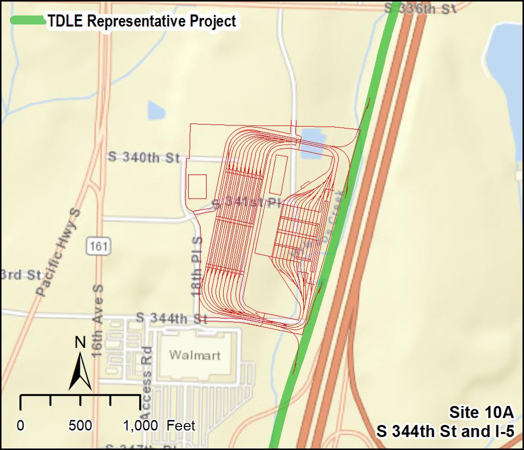 3.0 Results of Alternatives Evaluation Site 10A S 344th St and I-5 The site is located in the city of Federal Way north of S 344th Street and just west of I-5.