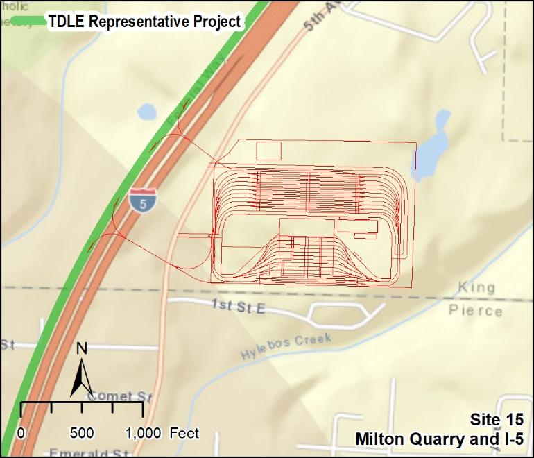 3.0 Results of Alternatives Evaluation Site 15 Milton Quarry and I-5 The site is located in the city of Milton east of I-5 and just north of the Pierce County line.