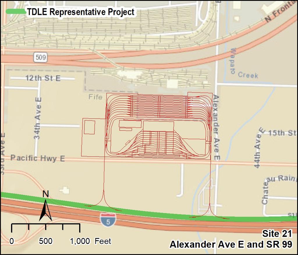 3.0 Results of Alternatives Evaluation Site 21 Alexander Ave E and SR 99 The site is located in the cities of Fife and Tacoma north of I-5 and SR 99.