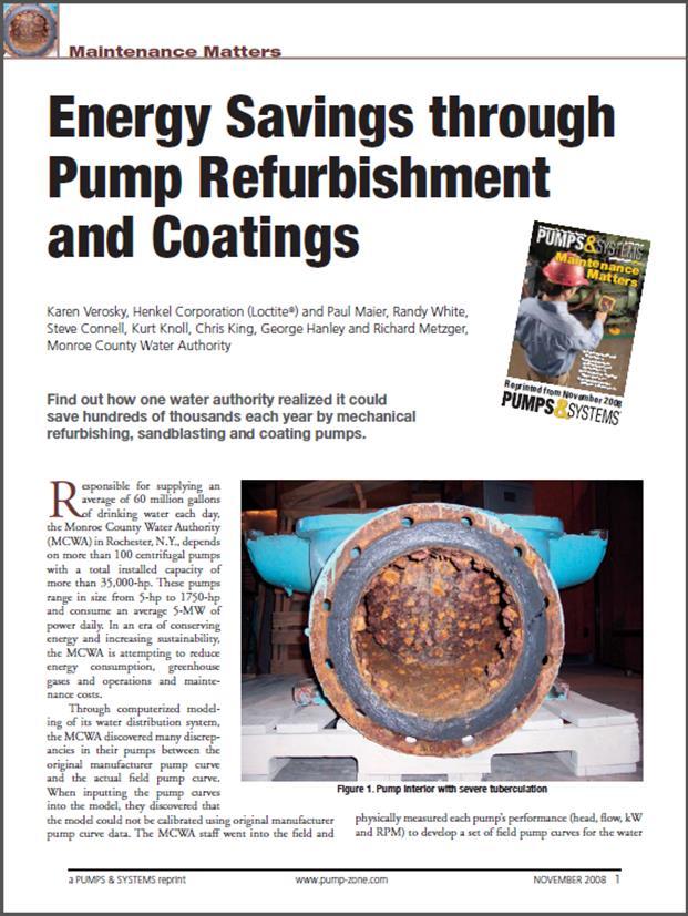 Energy Savings through Pump Refurbishment and Coatings (MCWA) Loctite