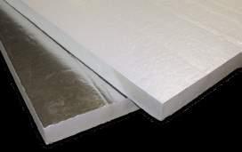 Rigid polyisocyanurate foam sheathing insulation for use in commercial and residential construction where continuous insulation and/or high thermal efficiency is required.