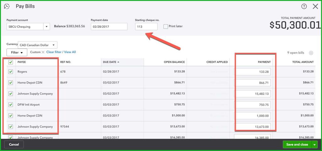 PAY BILLS To pay multiple suppliers at one time you can use the Pay Bills window. This is a great feature for larger clients who may need to do large batches of payables transactions.