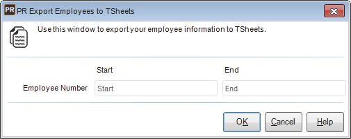 To export employee records: 1 In Payroll, select Employees > Export Employees to TSheets from the left navigation pane.