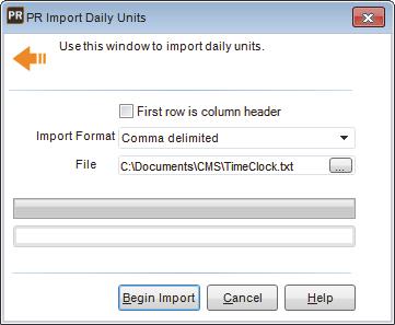 Working with Daily Units If you use a time clock, you will need to import employee units into Denali to include them in your payroll.
