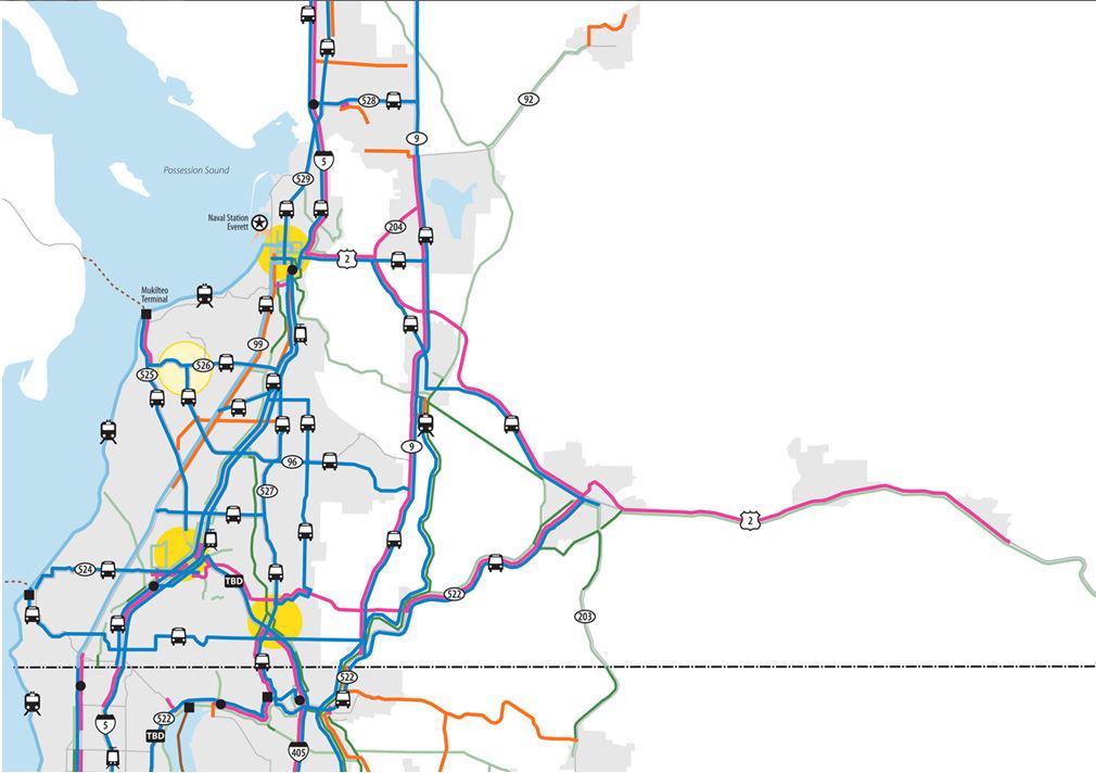Strategic investments near Sultan 15 BNSF Corridor: Renton to Snohomish Bus Rapid Transit on US 2, SR 522, SR 9