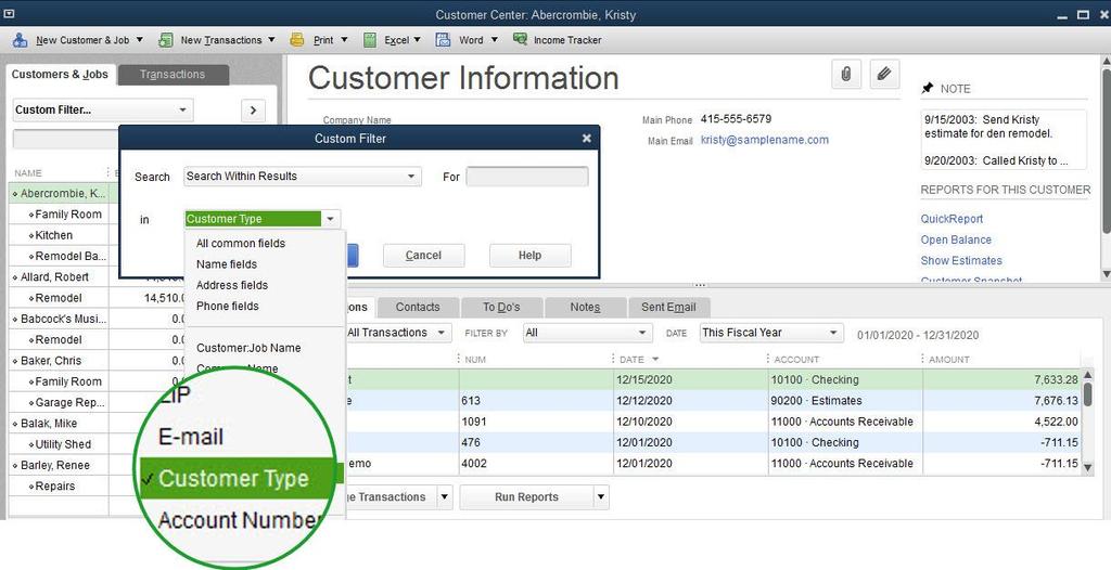NEW! VENDOR AND CUSTOMER TYPE FILTER Included with: QuickBooks Pro, Premier, Accountant and Enterprise 2017. How to access it: From the Customer or Vendor Center.
