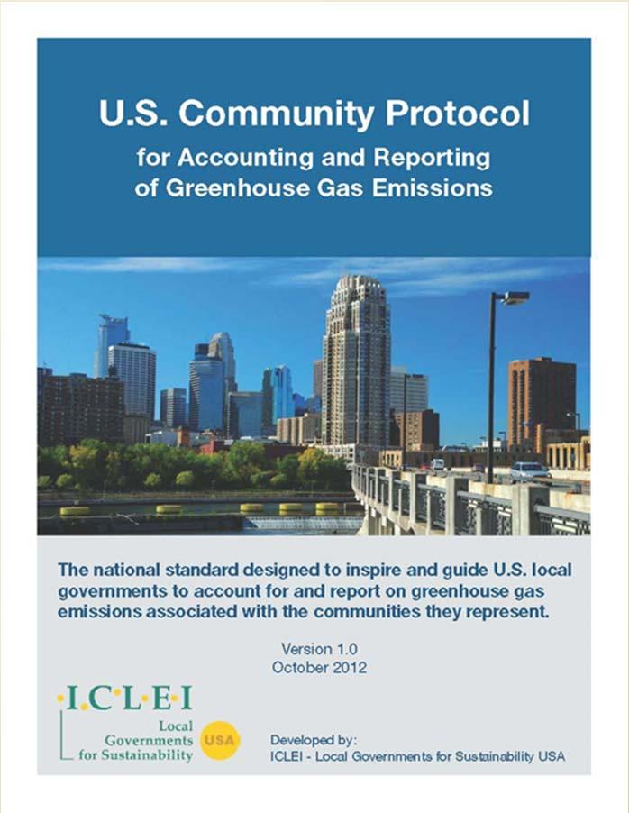 2012 ICLEI Community Protocol Geographic boundaries: Focus on emissions occurring within jurisdictional boundary Certain trans