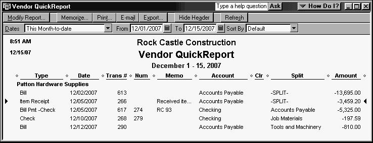 Customizing QuickReports To move a report column: 1. Position your mouse pointer over the Trans # column that you added to the QuickReport. 2.