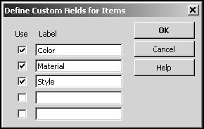 Adding Custom Fields To add custom fields for items: 1. From the Lists menu, choose Item List. 2. In the Item list, select Lk Doorknobs. 3.