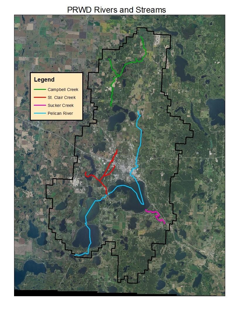 Stream Summary There are three main stream corridors in the Pelican River Watershed District.