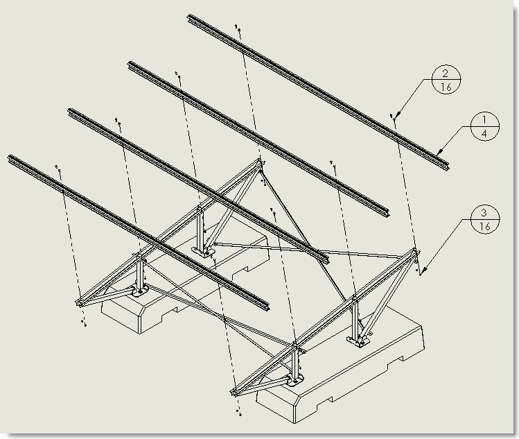 4. ATTACHING MAIN CHANNELS TO THE TRUSSES a. SET THE (4) MAIN CHANNELS ACROSS THE TRUSSES. SEE FIGURE 5. USE THE HARDWARE SHOWN IN TABLE 3.