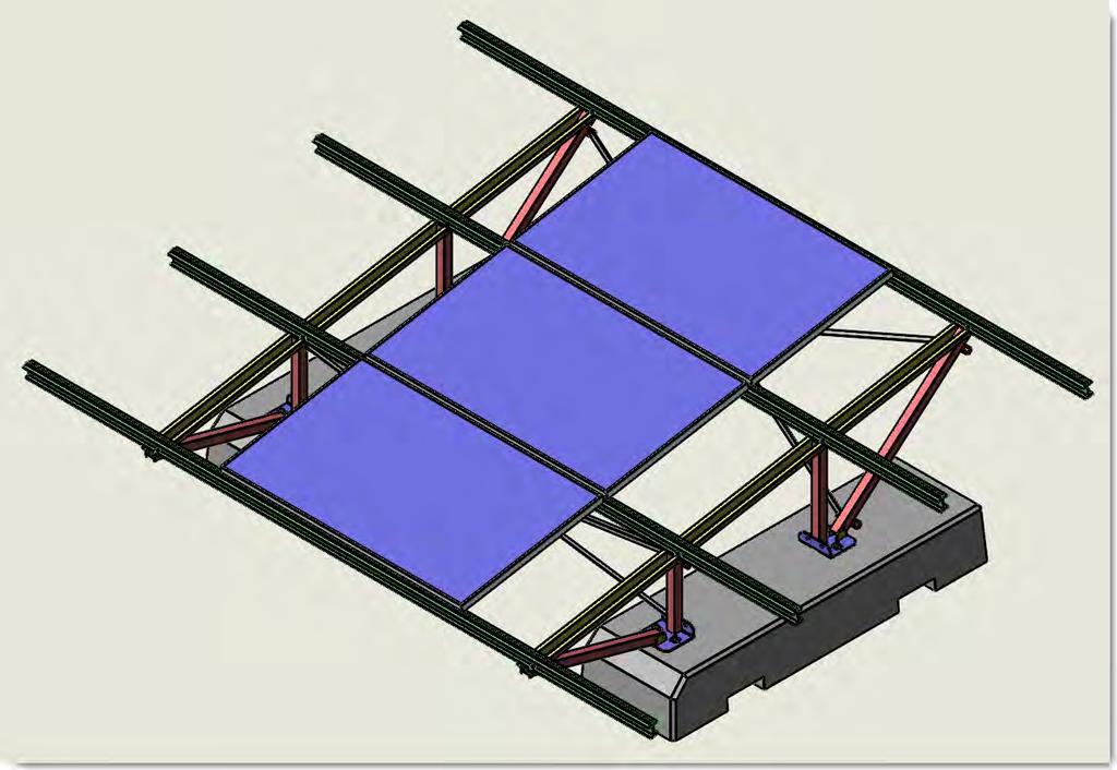 5. INSTALLING THE PV PANELS a. STARTING WITH THE CENTER PANEL IN THE MIDDLE, LOCATE THE PV PANELS ON THE RACK.