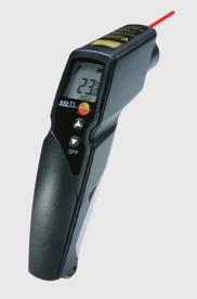 Temperature testo 830/testo 835-H1 Infrared temperature measuring instruments testo 830 Laser measurement spot marking and large lenses for accurate measurement, even at greater distances Adjustable