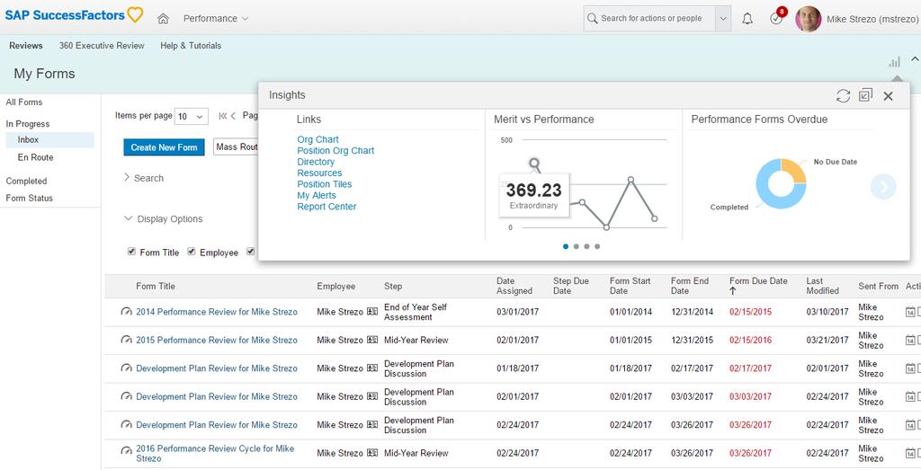 Embedded Operational reporting tools across the entire SuccessFactors