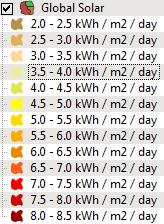 In KPK solar radiation varies as (4.0-5.5) /m 2 /day.
