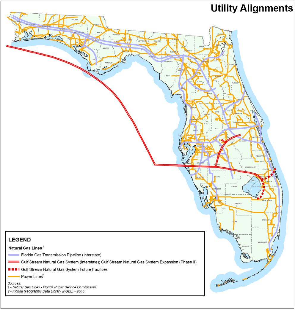 Utility Alignments Source: National Gas Lines-Florida Public