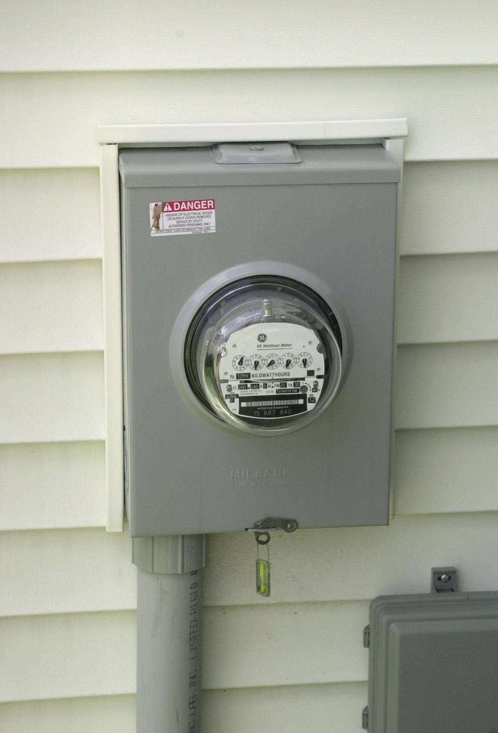 Electricity enters your house through the electric meter.