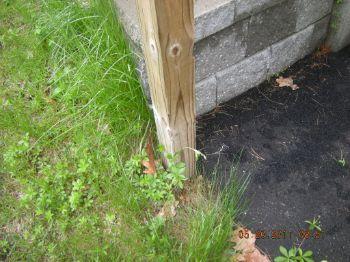 4. Posts Materials: Wood Posts in contact with soil; recommend clearing soil away from posts to