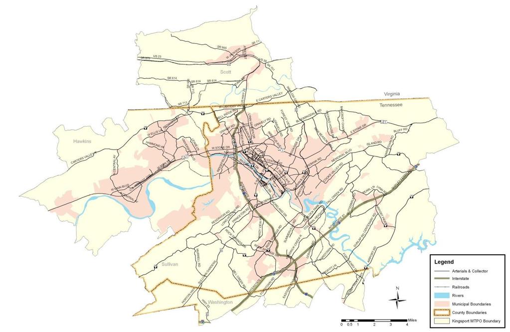1.2.2 Transportation Infrastructure Figure 1 Kingsport Regional Boundaries The Kingsport Region is served by a number of significant State and Federal Highways.