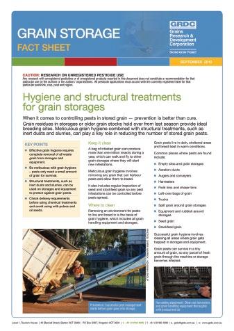 on-farm storage Successful grain storage New grain storage fact sheets bring together the practical outcomes developed from recent research By Philip Burrill, Chris Newman, Peter Botta and Chris