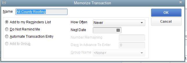 MEMORIZE TRANSACTIONS For transactions