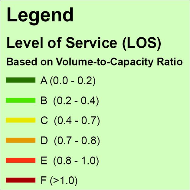 Level of Service (LOS) Volume-to-Capacity Ratio Used to determine when upgrades are warranted A, B, C: Below Capacity D: