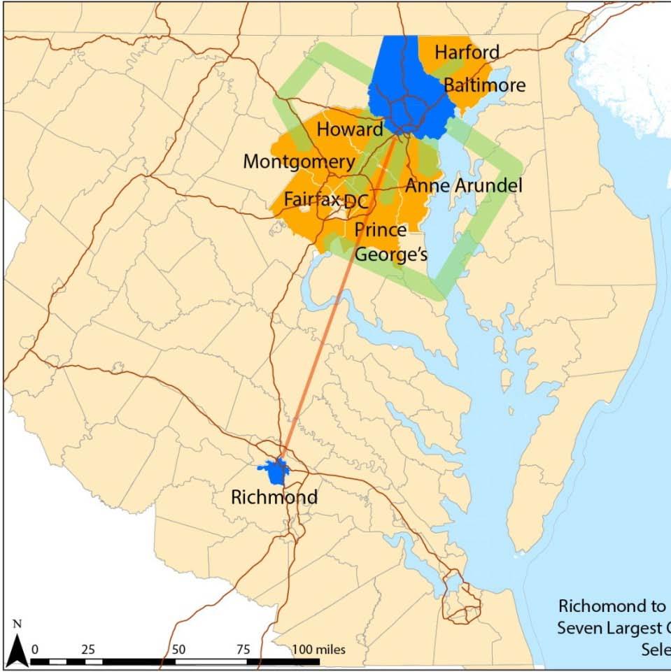 Counties) Richmond to Baltimore
