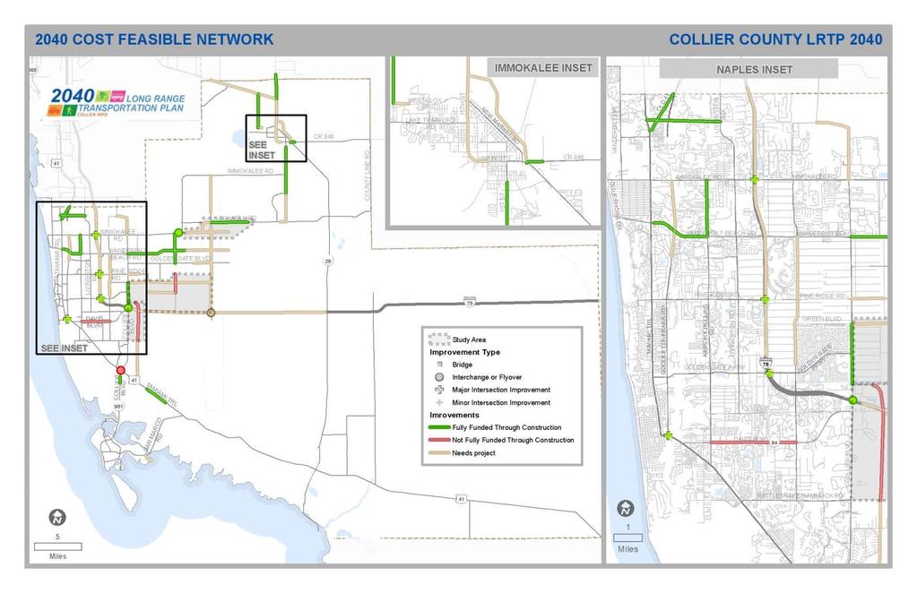 Figure 11 2040 Cost Feasible Network Limited Access Facilities, I-75 The single most important freight facility for Collier County is I-75, a major element of the Florida Strategic Intermodal System,