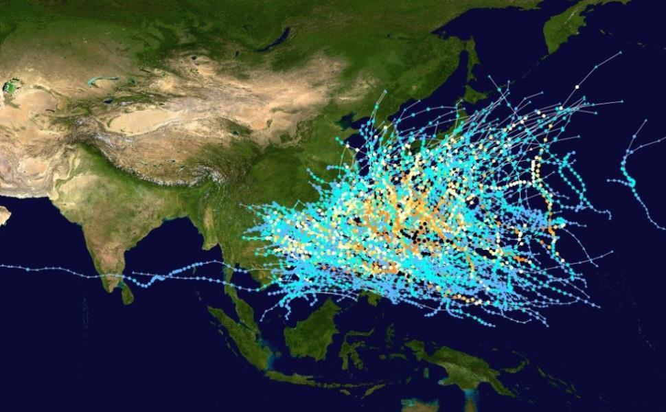 50 to 60 tropical cyclones occur in