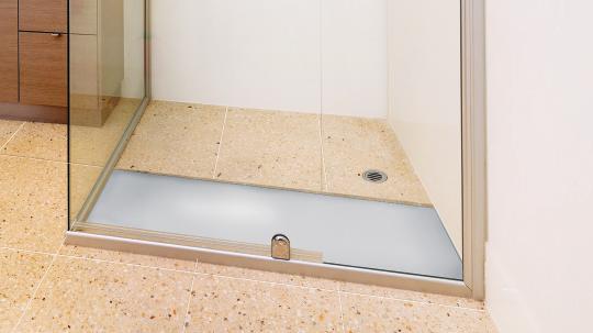 Your Akril Tile Tray can be installed directly onto joists. It can also be installed onto particleboard or hardwood flooring and even concrete slabs.