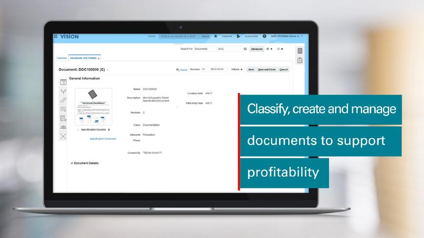 So PLM must provide a focused and simple way to classify, create, and manage documents to support profitability.
