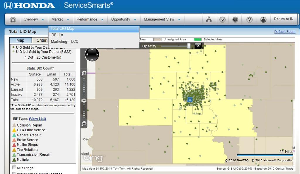 servcesmarts onlne (sso) The ServceSmarts Total UIO Map ntegrates seamlessly wth LCC Marketng The ServceSmarts Total UIO Map plots all of the UIO assgned to you.