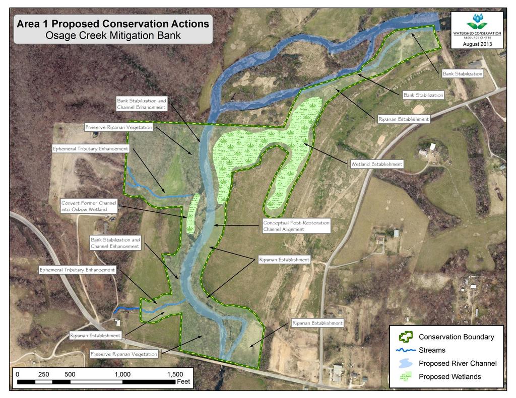 Figure 8 Proposed conservation actions for Area 1 A-8 Osage Creek Mitigation Bank Prospectus ACTION