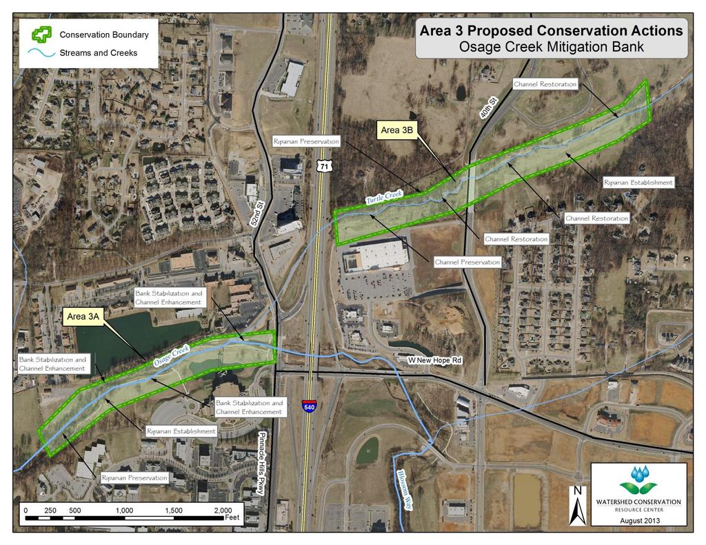 Figure 10 Proposed conservation actions for Areas 3A and 3B A-10 Osage Creek Mitigation Bank Prospectus