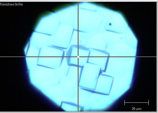 50x magnification microscope as shown in Figure 3a. The laser power is set to 10%, this is done to reduce the local heating of sample during the acquisition of data.