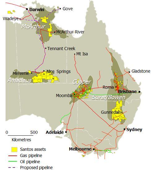 Cooper Basin: location and infrastructure Exploration area 40,000 sq kilometres 100 150