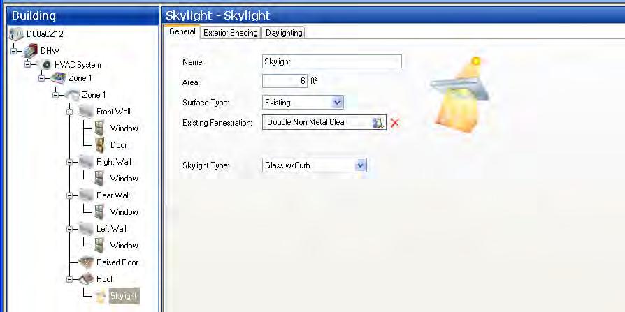 Section 9.0 Room Features Level: Windows, Doors, Skylights 2. Click the magnifying glass icon to open the skylight as