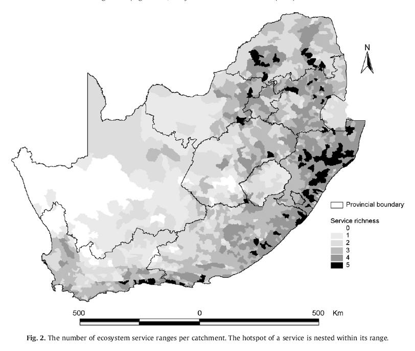 Mapping ES Bundles (or Concordance) 5 Ecosystem Services in South Africa Surface water