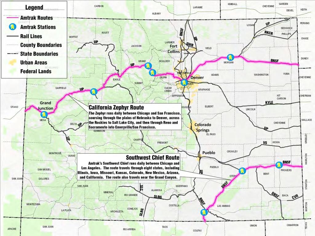 Figure 4-8 Existing Colorado Amtrak Routes and Stations 3