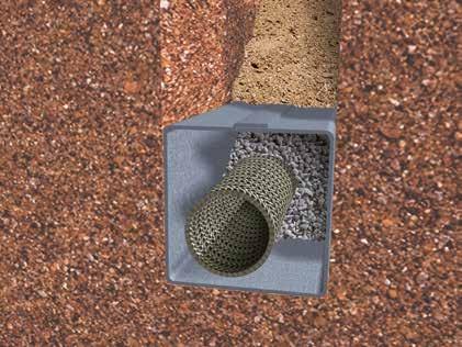 Prefabricated drains such as Flo-drain TM, Megaflo TM and Dimple-drain can be used in subsoil drainage systems as they are supplied pre-wrapped in Kaymat. (Brochures are available.