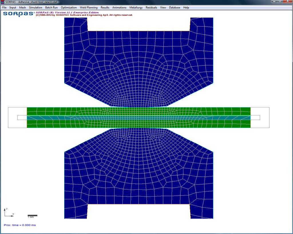 with current flow directly crossing the weld interface.