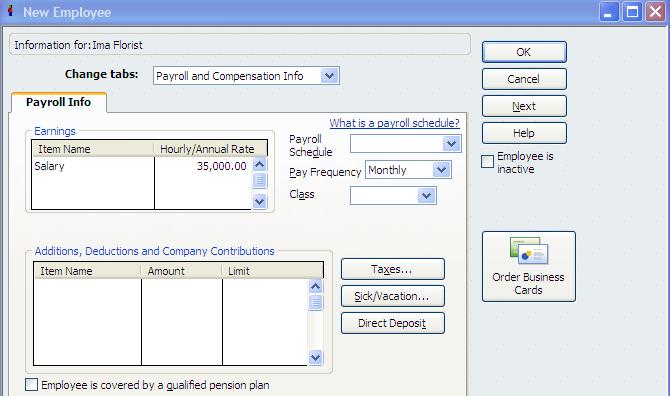 You will be reminded to do a Payroll Schedule in a moment. Click on the Taxes box.
