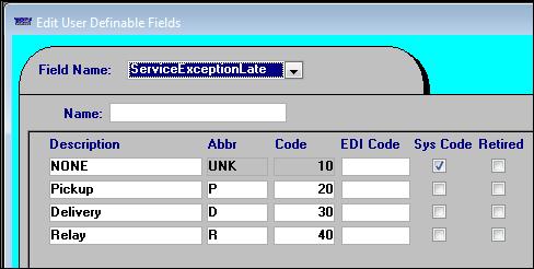 ServiceExceptionLate Identifies the event affected by the service exception. Sample entries for the ServiceExceptionLate label are shown here.