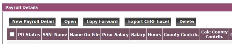 Payroll Detail In order to add missing employees to a payroll header, you must first be in the Payroll Header, press the New Payroll Detail button, and then add the individual payroll details for