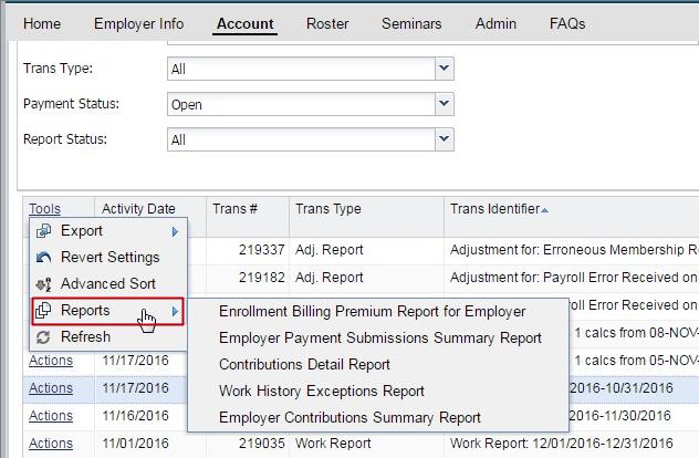 Payroll APERS Employer Self-Service Handbook COMPASS ESS Reports There are a number of reports that are available from COMPASS ESS: From the Home screen (or any screen in COMPASS ESS), click on the