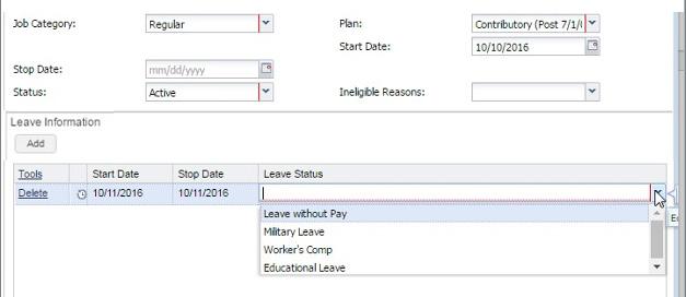 Add the Stop Date of the leave or select the Stop Date from the drop-down 